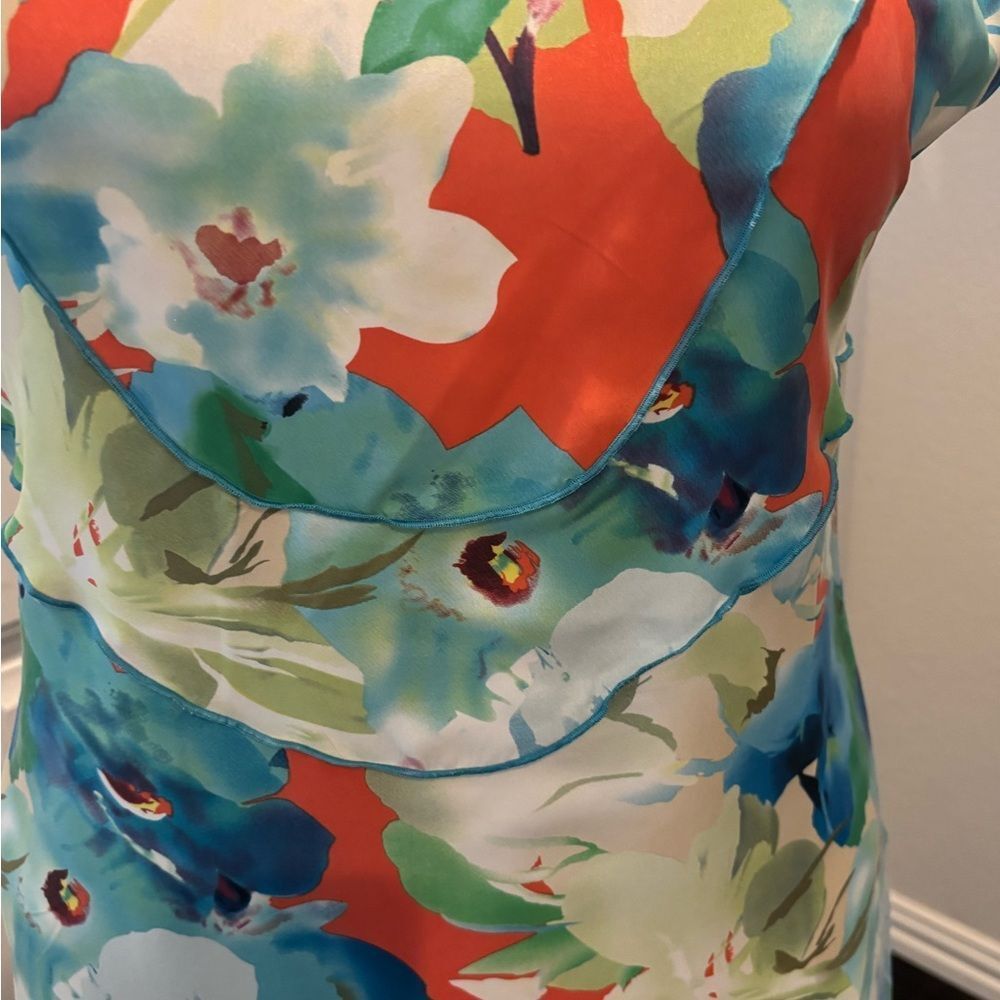 Sundance Floral Blue and Orange Midi Dress - Picture 2 of 5